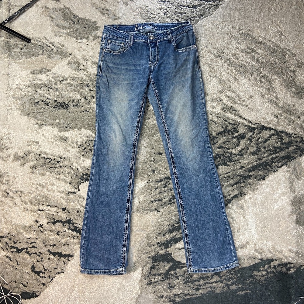 Cedar Rose Y2K Jeans Womens 29x34 Blue‎ Stretch Sequin Straight Leg Western